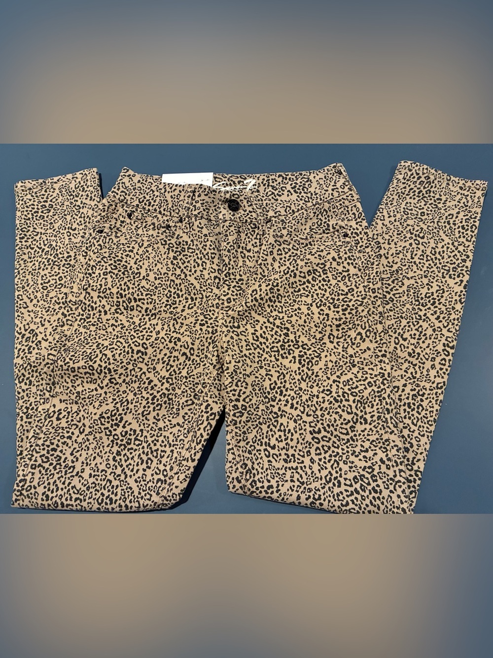 Seven7 Tan and Black Leopard Print Jeans 4 NWT